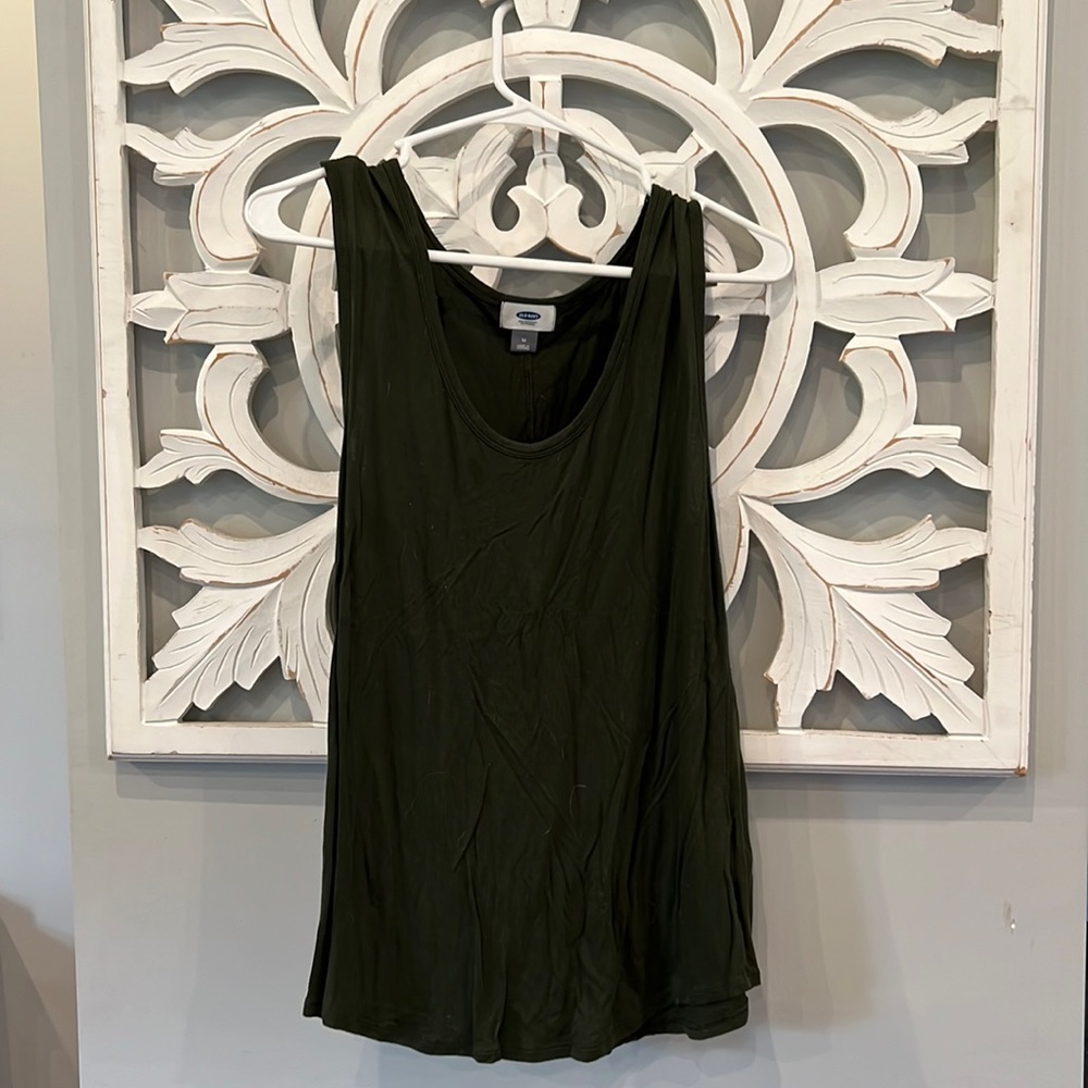 Army Green Scoop Neck Tank